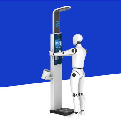 Analisador digital de grasa corporal con un rango de medición de grasa del 5% al 50% y un volumen de peso de 64 kg