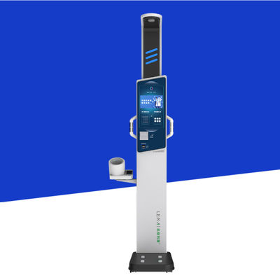 Analisador digital de grasa corporal con un rango de medición de grasa del 5% al 50% y un volumen de peso de 64 kg