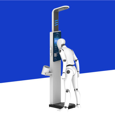 Analisador digital de grasa corporal con un rango de medición de grasa del 5% al 50% y un volumen de peso de 64 kg