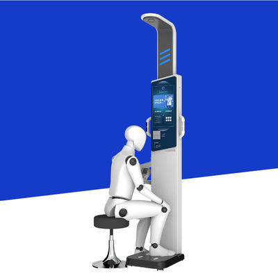Analisador digital de grasa corporal con un rango de medición de grasa del 5% al 50% y un volumen de peso de 64 kg