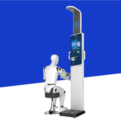 Analisador digital de grasa corporal con un rango de medición de grasa del 5% al 50% y un volumen de peso de 64 kg