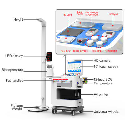 Quiosco de salud de autoservicio Equipado con BIM Balanza de peso y altura corporal y pantalla táctil