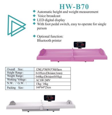 HW-B60 Balanza para bebés con soporte de altura Balanza de peso infantil y tamaño de embalaje 142*62*23cm