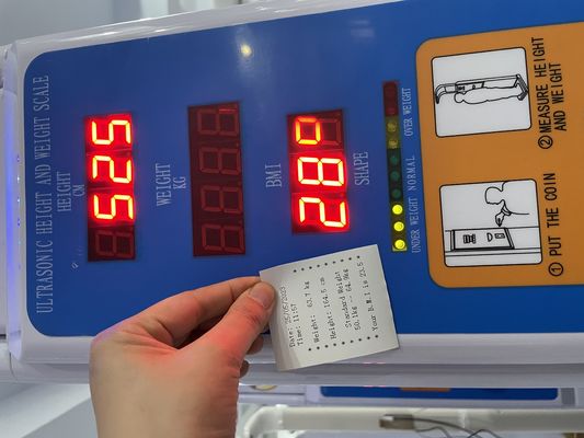 500 kg 200 kg Ultrasonido de monedas de peso y altura operados IMC Balanza de farmacia