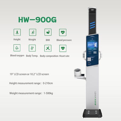Máquina de IMC OEM ODM para comprobar la composición corporal de la altura, peso y tamaño total 43*61*240cm