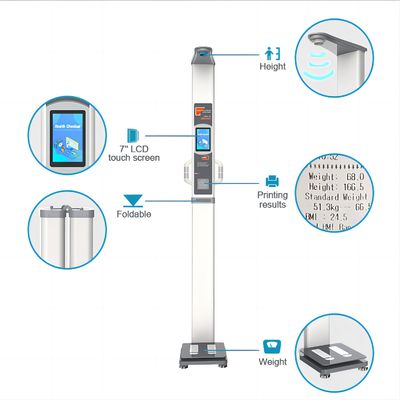 AC100-220V Fuente de alimentación Grasa corporal IMC Alturas Peso Pesada Balanza Máquina operada por monedas