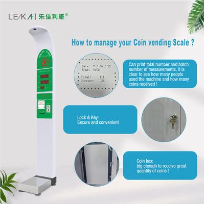 Smart AC100-240V Moneda operada altura peso Balanza corporal Vender con impresión G.W 47kg