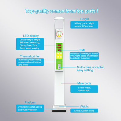 Medición automática de transmisión de voz Escala plegable de altura y peso con velocidad