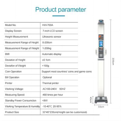 Balanza digital de precisión para el análisis del IMC y la composición corporal pantalla LCD 220V/50Hz