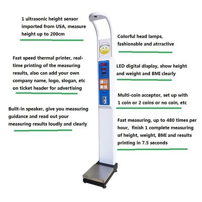 AC100-240V Fuente de alimentación Rango de peso 8-200kg Máquina de venta de balanzas de examen médico